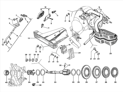 Gear group - Silencer - Engine bracket